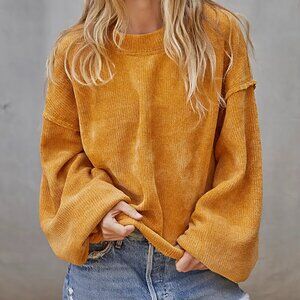 DOUBLE KNIT DROP SLEEVE SWEATER